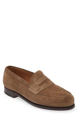 JM WESTON 180 Suede Loafer in Taupe
