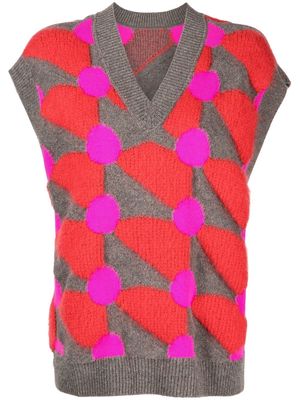JNBY abstract-pattern knit vest top - Brown
