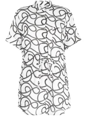 JNBY abstract-pattern linen playsuit - Neutrals