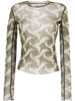 JNBY abstract-pattern long-sleeve top - Green