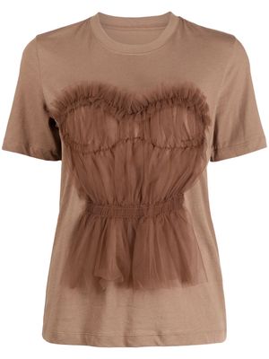 JNBY appliqué-detail cotton T-shirt - Brown