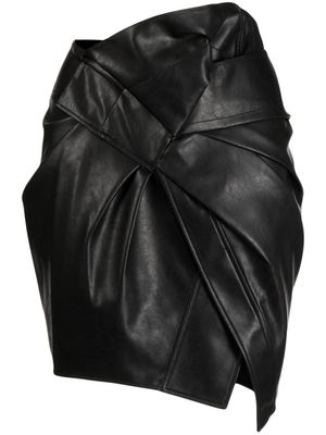 JNBY asymmetric faux-leather pleated miniskirt - Black