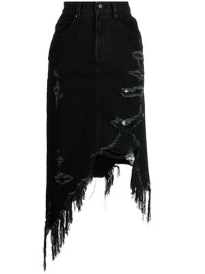 JNBY asymmetric ripped denim skirt - Black