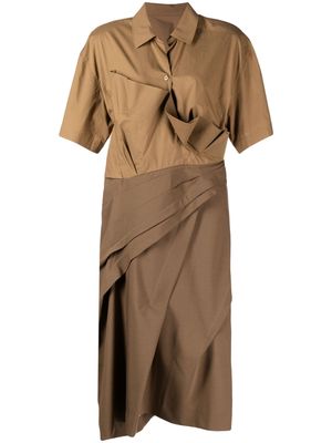 JNBY asymmetric short-sleeve shirt dress - Brown