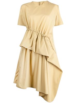 JNBY asymmetric short-sleeved midi dress - Brown