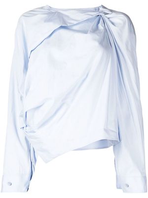 JNBY asymmetrical draped long-sleeve shirt - Blue