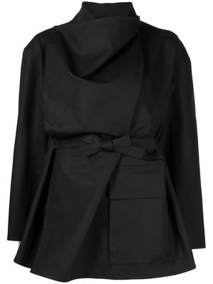 JNBY asymmetrical layered tie-waist jacket - Black