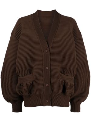 JNBY balloon-sleeve ribbed cardigan - Brown