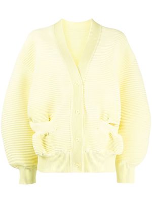 JNBY balloon-sleeve ribbed cardigan - Yellow