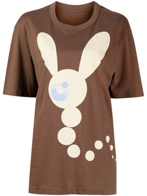 JNBY bunny-print loose-fit T-shirt - Brown