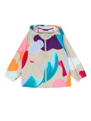 jnby by JNBY abstract-print zip-up raincoat - Grey