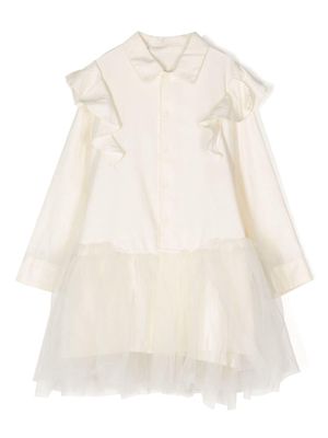 jnby by JNBY tulle-hem cotton shirt dress - Neutrals