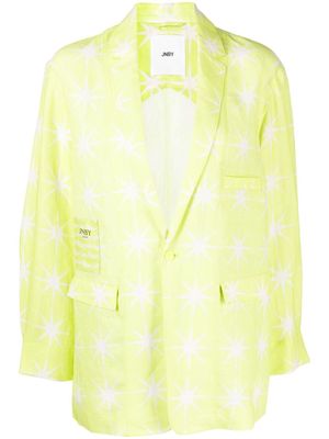 JNBY check-print linen blazer - Yellow