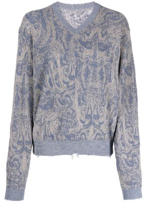 JNBY distress-detail patterned jumper - Blue