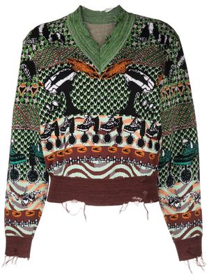 JNBY distressed patterned intarsia knit jumper - Black