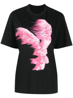 JNBY feather-print cotton T-shirt - Black