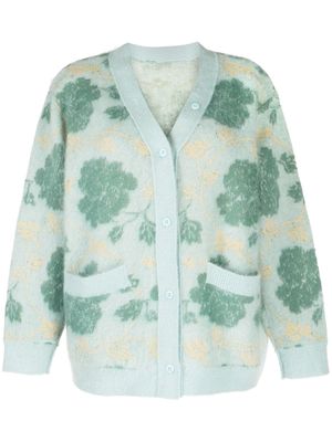 JNBY floral intarsia-knit V-neck cardigan - Green