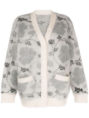 JNBY floral intarsia-knit V-neck cardigan - White