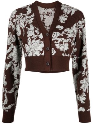 JNBY floral intarsia-knit wool cardigan - Brown