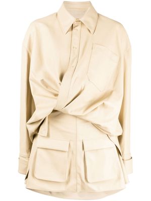 JNBY gathered-detail panelled shirtdress - Neutrals