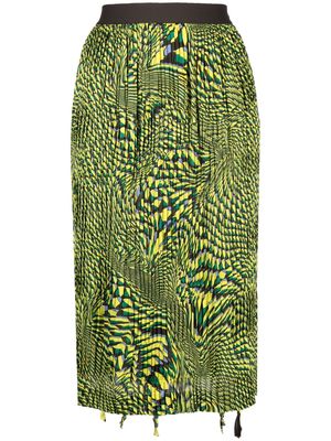 JNBY graphic-print pleated midi skirt - Green