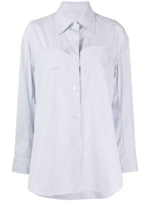 JNBY pinstripe gathered-waist shirt - White