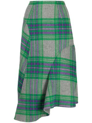 JNBY plaid-check pattern asymmetric skirt - Green