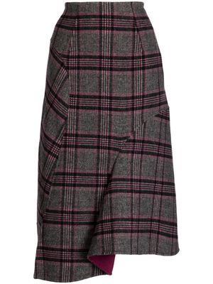 JNBY plaid-pattern asymmetric skirt - Multicolour