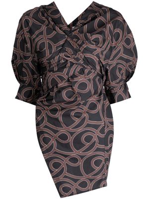 JNBY printed asymmetric half-sleeve blouse - Brown