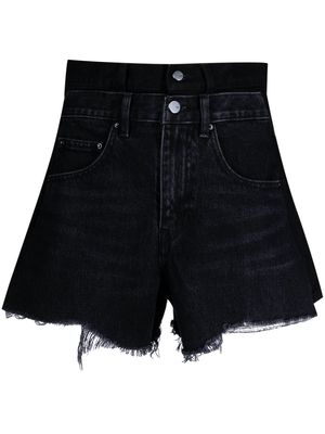 JNBY raw-cut asymmetric denim shorts - Black