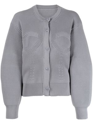 JNBY ribbed crew neck cardigan - Blue