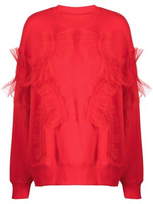 JNBY ruffle-detail cotton sweatshirt - Red