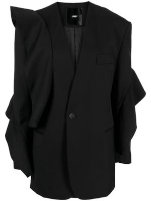 JNBY ruffle-trim collarless blazer - Black