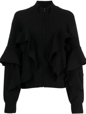 JNBY ruffle zip-front cardigan - Black