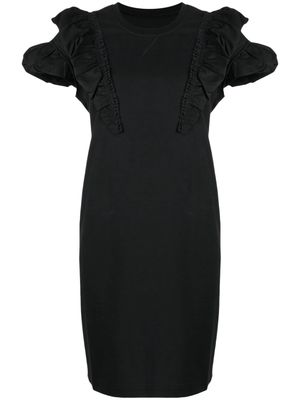 JNBY ruffled-detailed short-sleeved dress - Black