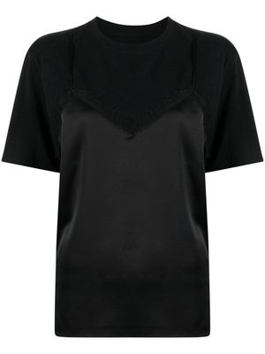 JNBY satin-panel layered T-shirt - Black