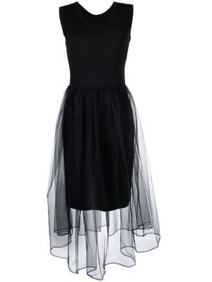 JNBY sleeveless tulle-panel dress - Black