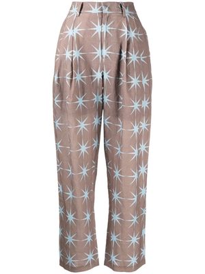 JNBY star-print flax trousers - Brown