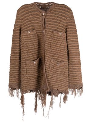 JNBY striped distressed-effect cardigan - Brown