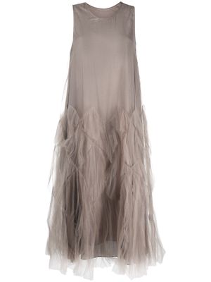 JNBY tulle-overlay midi dress - Grey