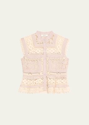 Joah Embroidered Button-Front Tank Top
