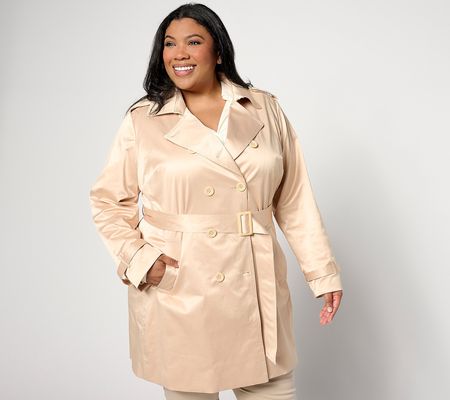 Joan Rivers Red Carpet Button Front Trench Coat