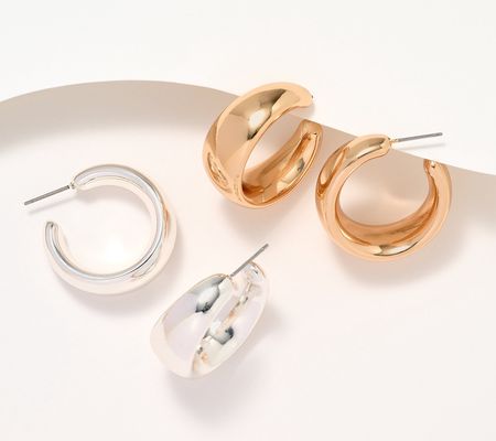 Joan Rivers Set of 2 Small Tapered Hoops