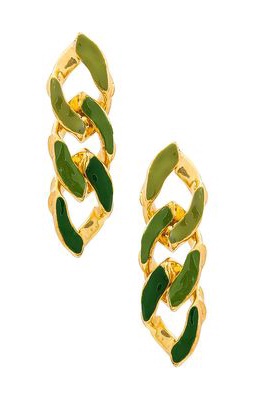 Joanna Laura Constantine Wave Chain Earrings in Green.