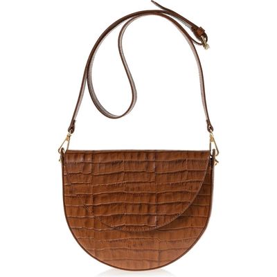 Joanna Maxham Forget Me Not Saddle Bag in Saddle Embossed Croco Leather 