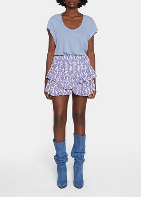 Jocadia Printed Tiered Mini Skirt