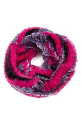 Jocelyn Faux Fur Infinity Scarf in Pink Multi
