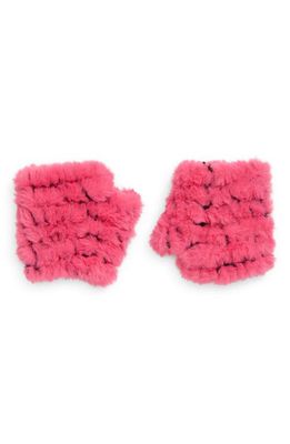 Jocelyn Faux Fur Knitted Mandy Mittens in Hot Pink