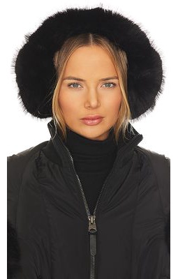 jocelyn Faux Long Hair Fur Earmuffs in Black.