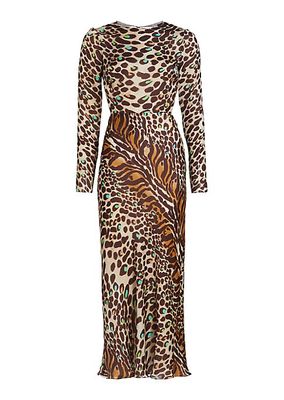 Jodie Leopard-Print Backless Midi-Dress